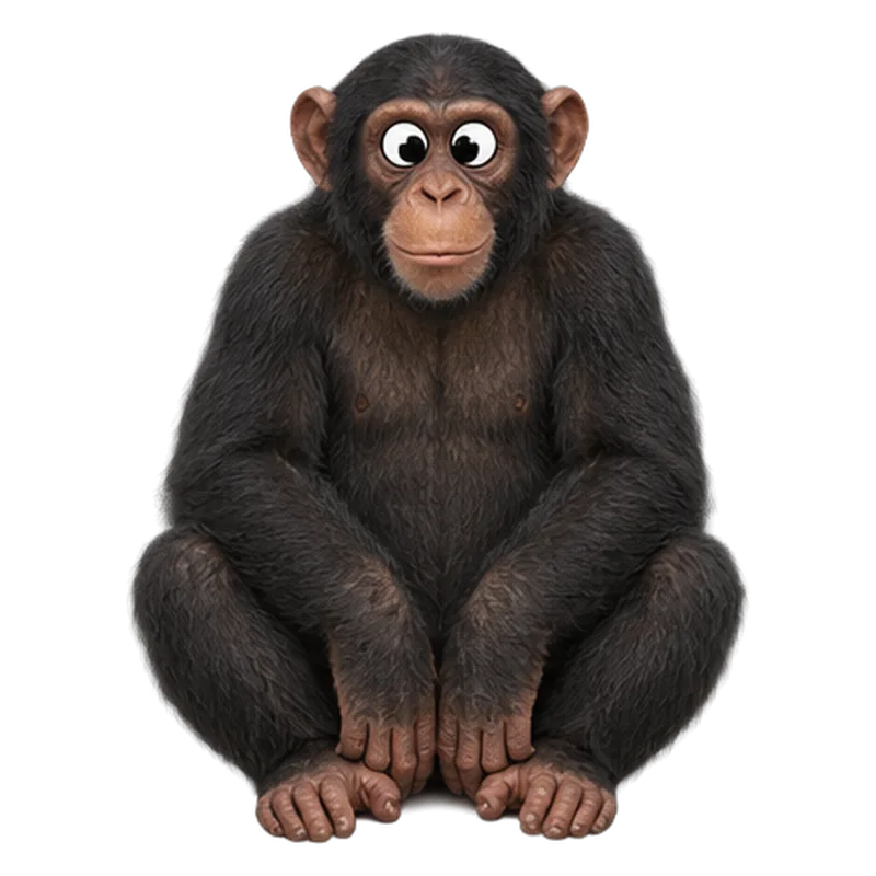 Chimpancé común (Pan troglodytes) con ojos saltones, ilustración de GabSolf