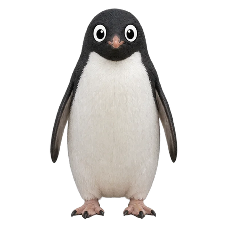 Pingüino de Adelia (Pygoscelis adeliae) con ojos saltones, ilustración de GabSolf