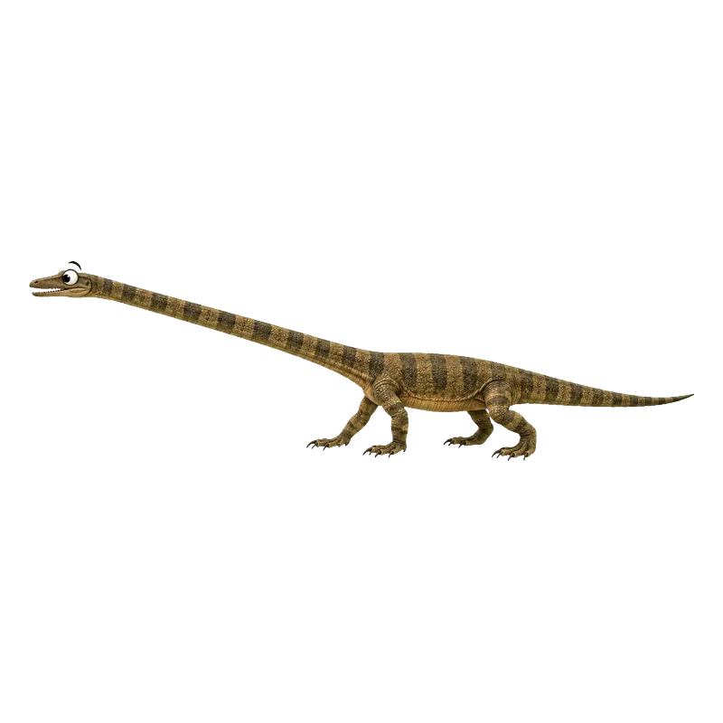 Tanystropheus (Tanystropheus hydroides) con ojos saltones, ilustración de GabSolf